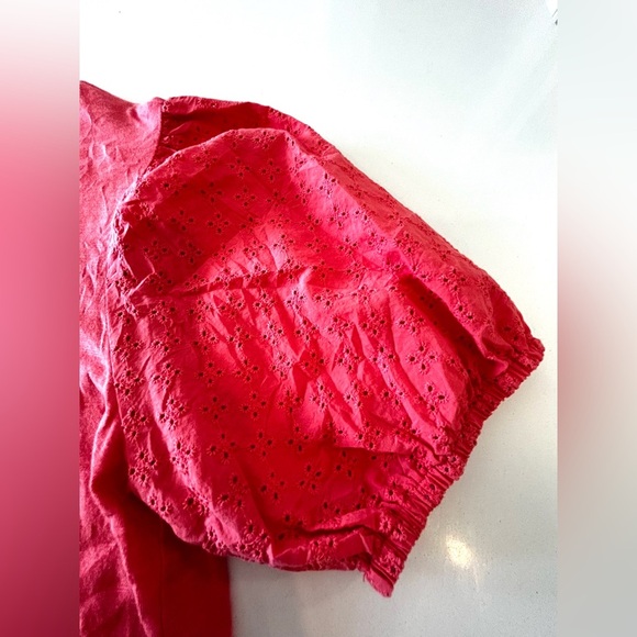 Sanctuary t shirt with puffed patterned short sleeves. Pink/orange size Ladies M - Picture 3 of 7